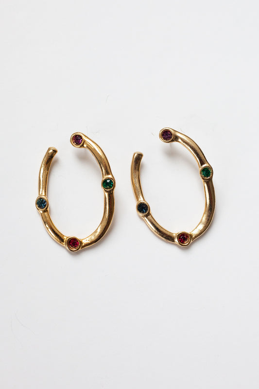 Vintage U Shape Rhinestone Earrings