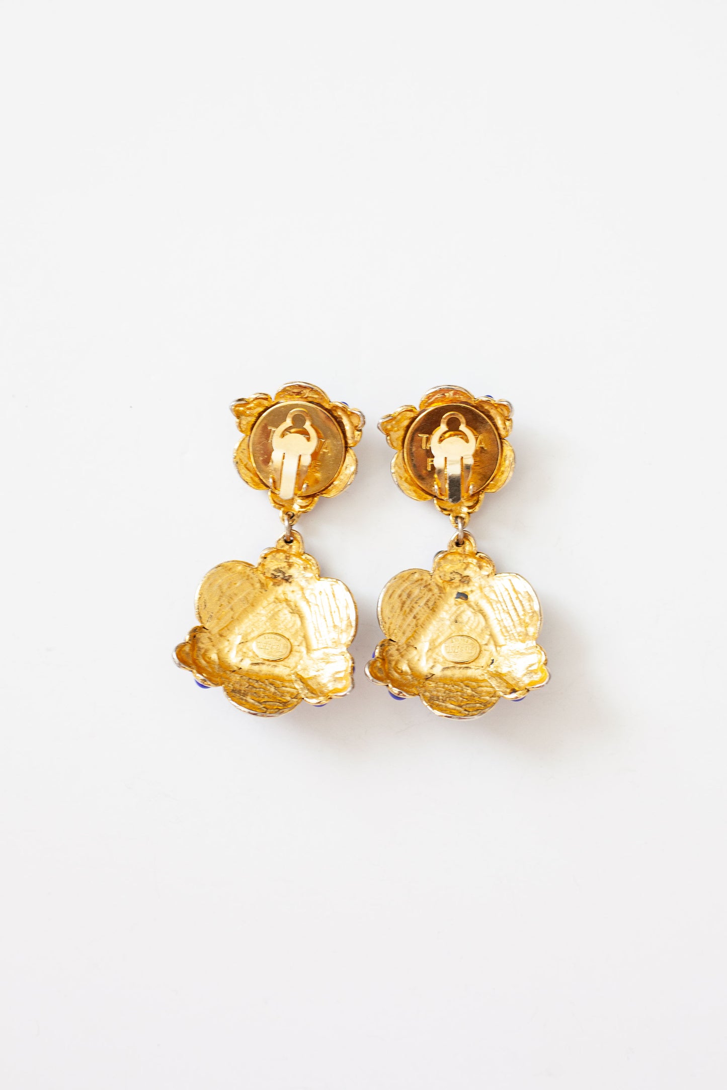 Vintage Blue Cabachon Dangle Earrings