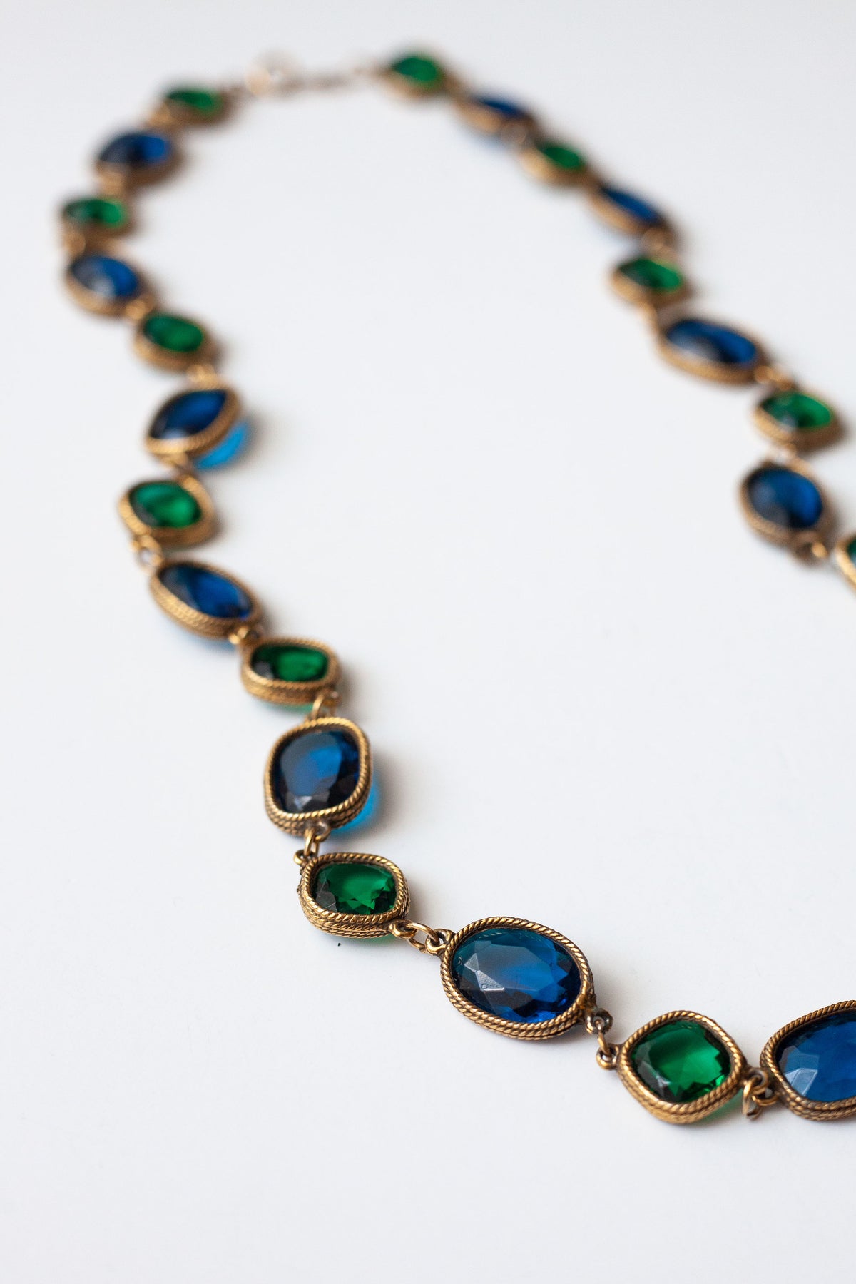 Vintage Blue and Green Gemstone Necklace