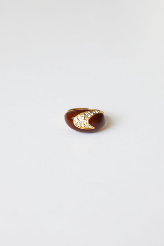 Vintage Brown Rhinestone Ring