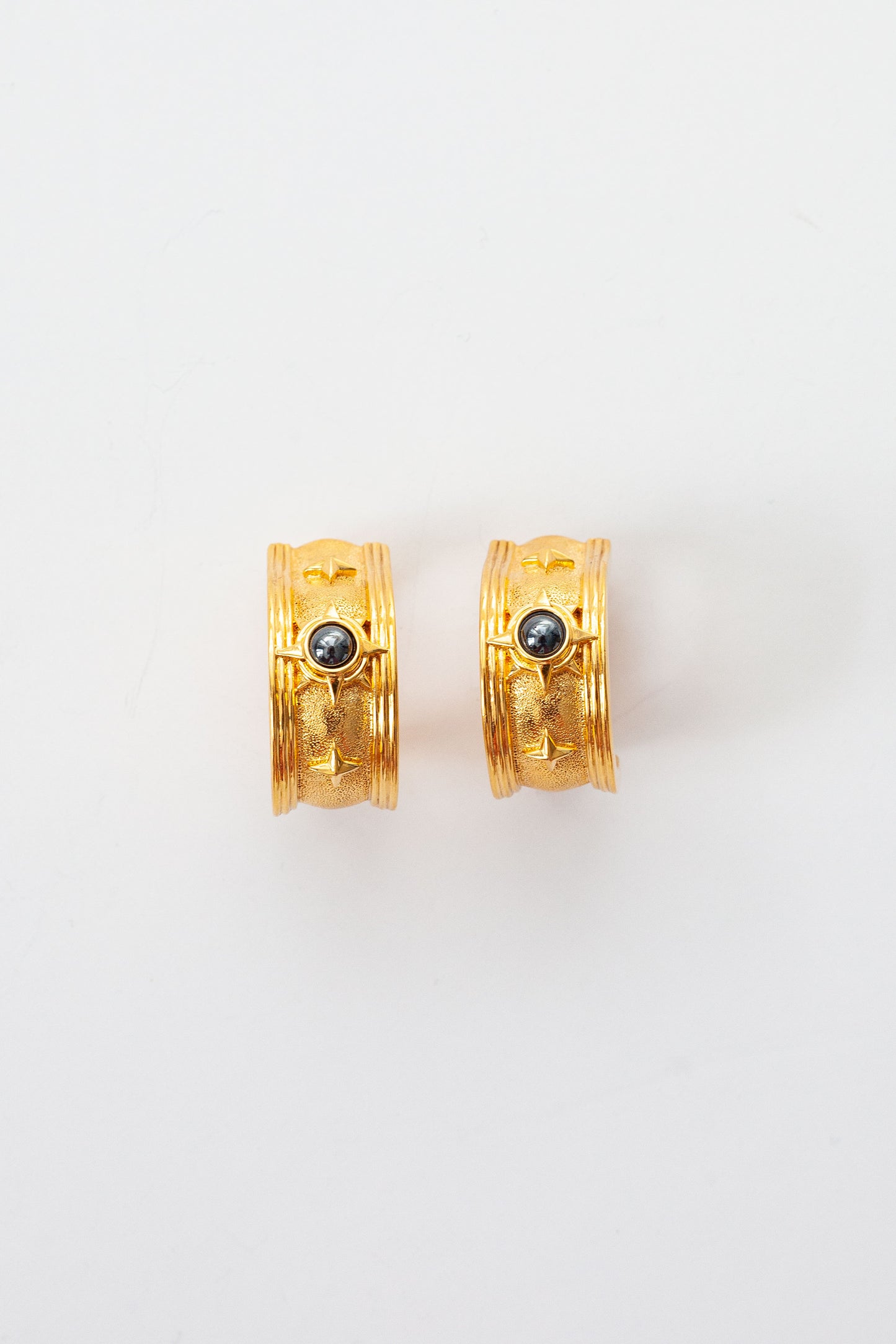 Vintage Cabachon Hoop Earrings