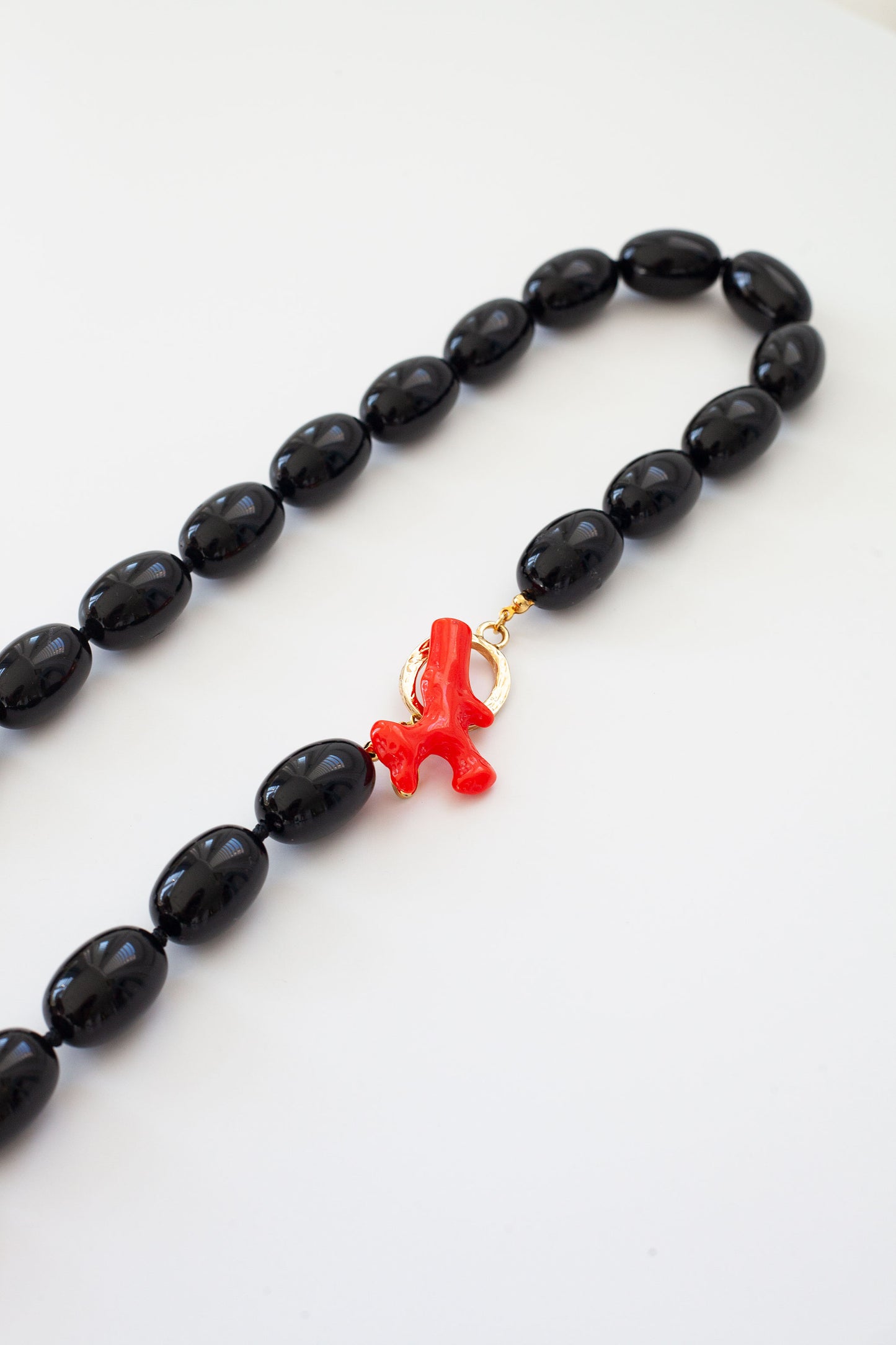 Vintage Designer Black and Coral Necklace