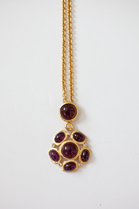 Vintage Designer  Purple Cabachon Necklace