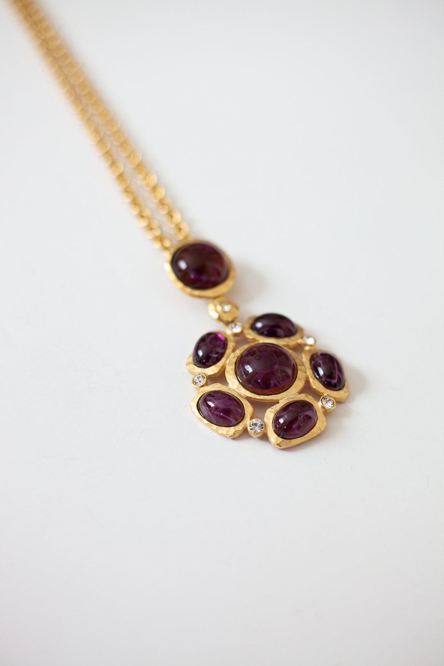 Vintage Designer  Purple Cabachon Necklace