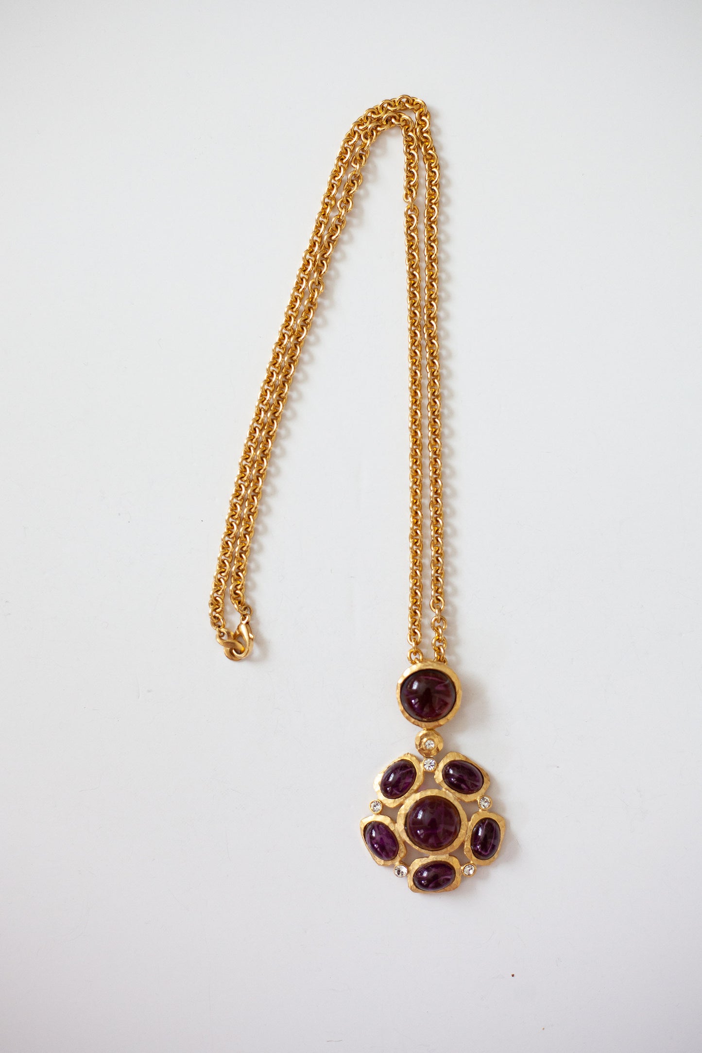 Vintage Designer  Purple Cabachon Necklace