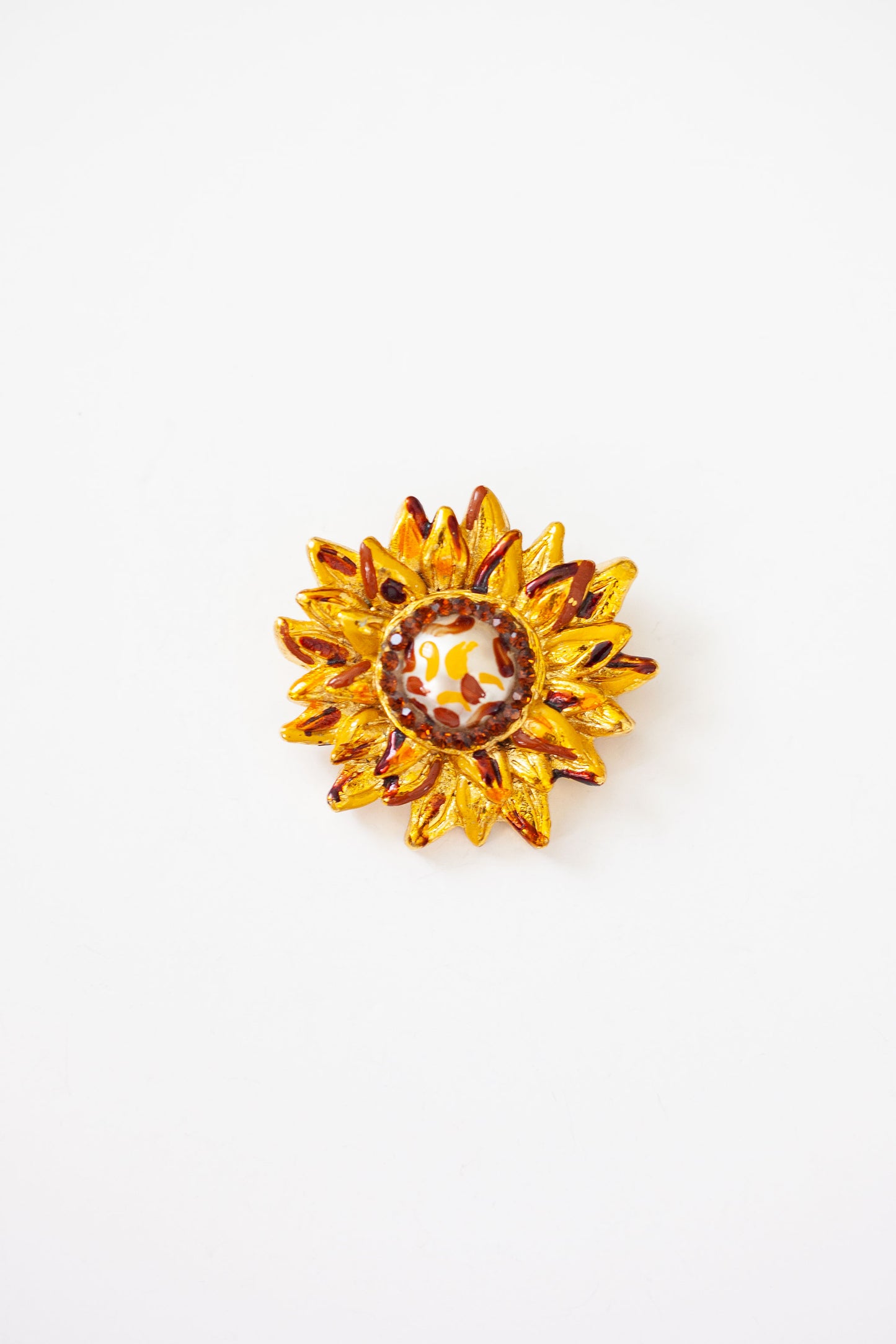 Vintage Painted Sunflower Brooch