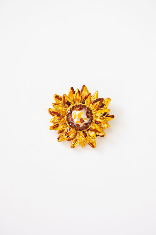 Vintage Painted Sunflower Brooch