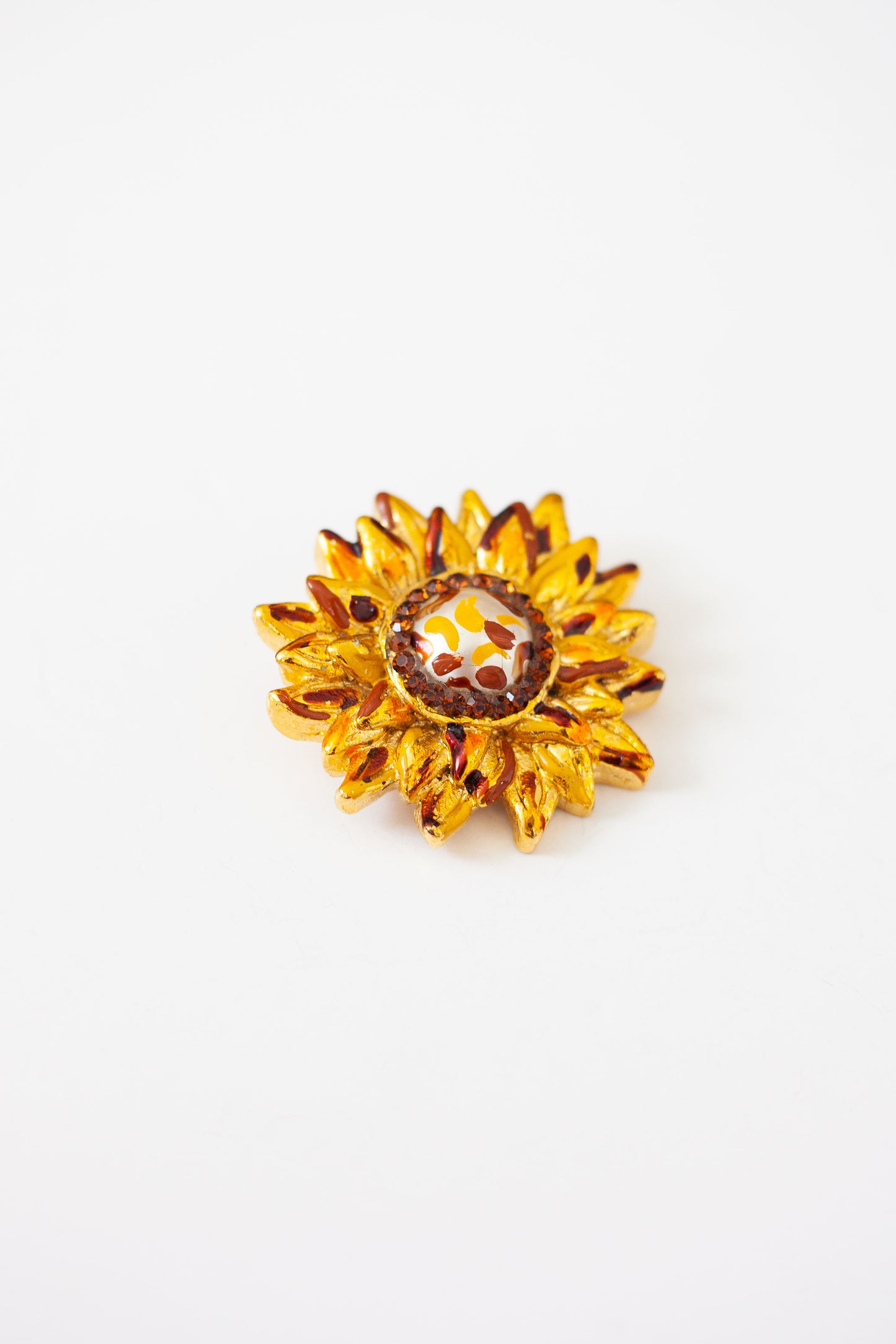 Vintage Painted Sunflower Brooch