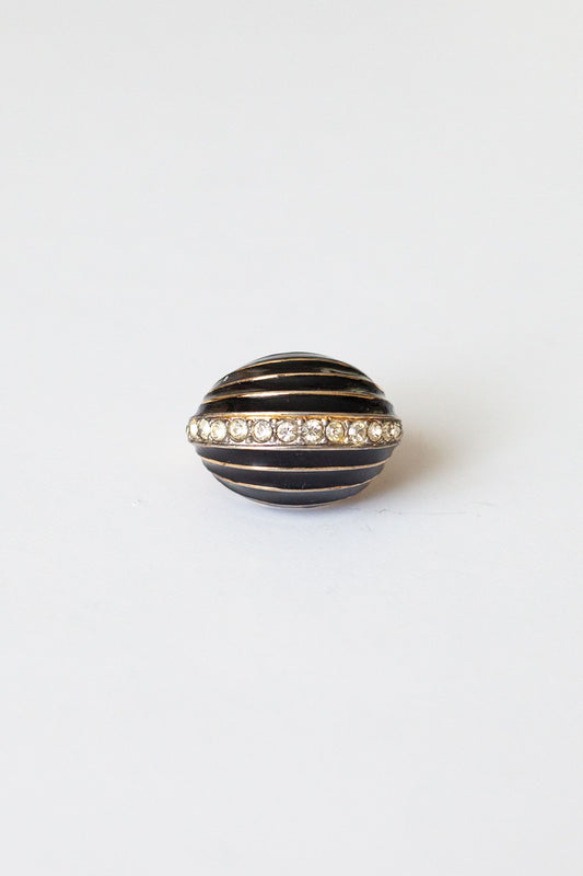 Vintage Enamel and Rhinestone Ring