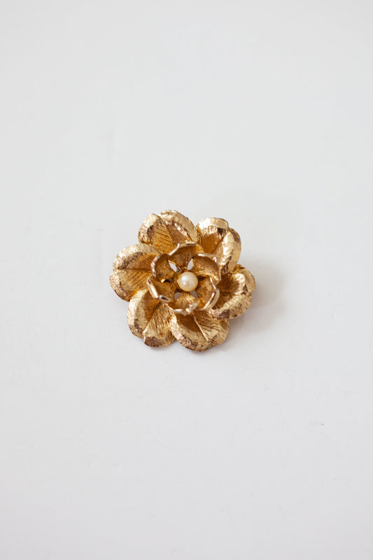 Vintage Flower Brooch with Pearl