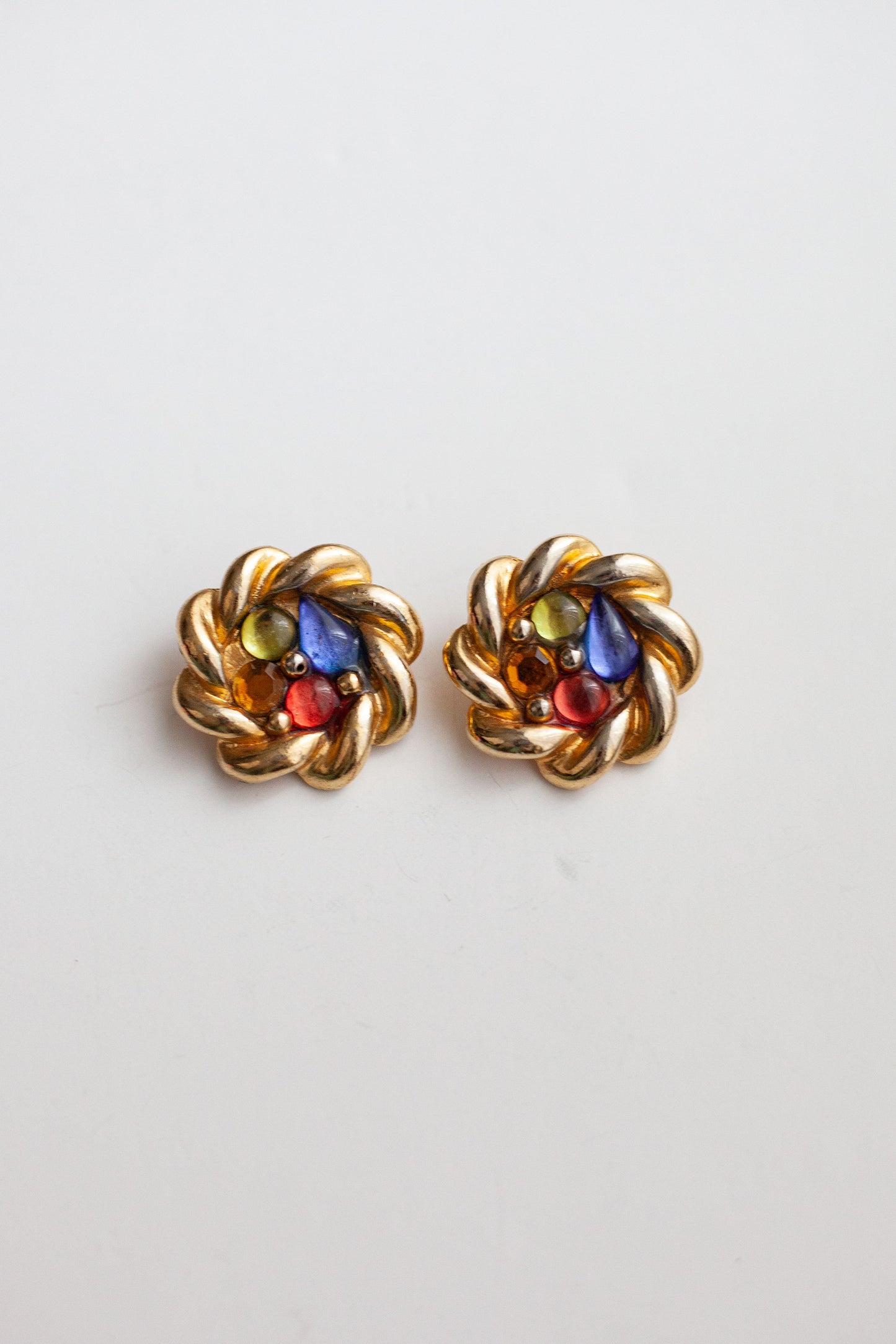 Vintage Gemstone Cluster Earrings
