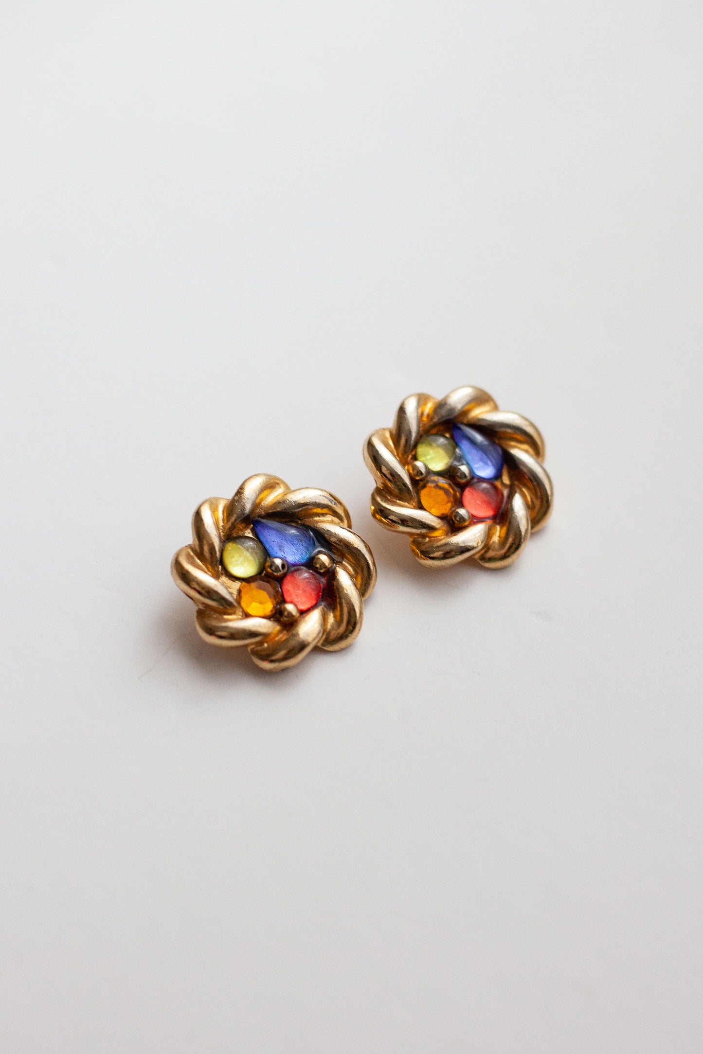 Vintage Gemstone Cluster Earrings
