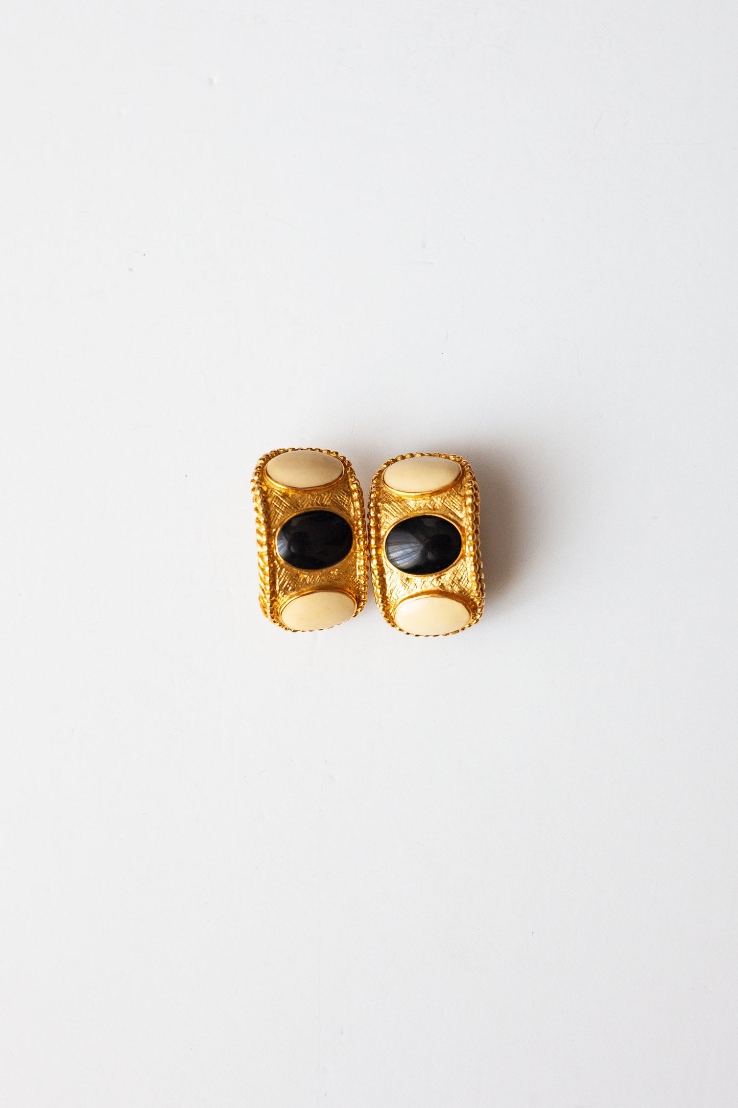 Vintage Half Round Enamel Earrings