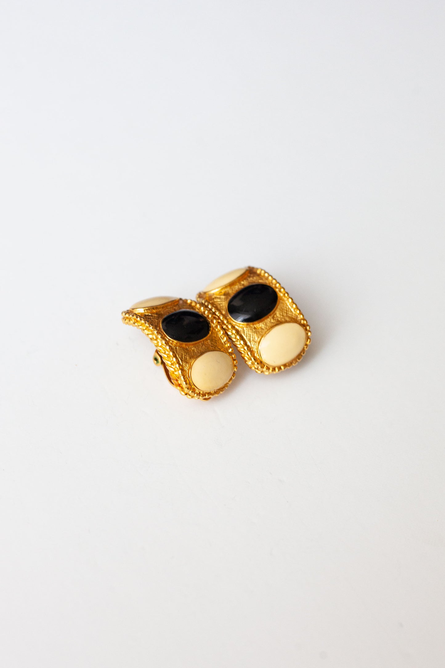 Vintage Half Round Enamel Earrings