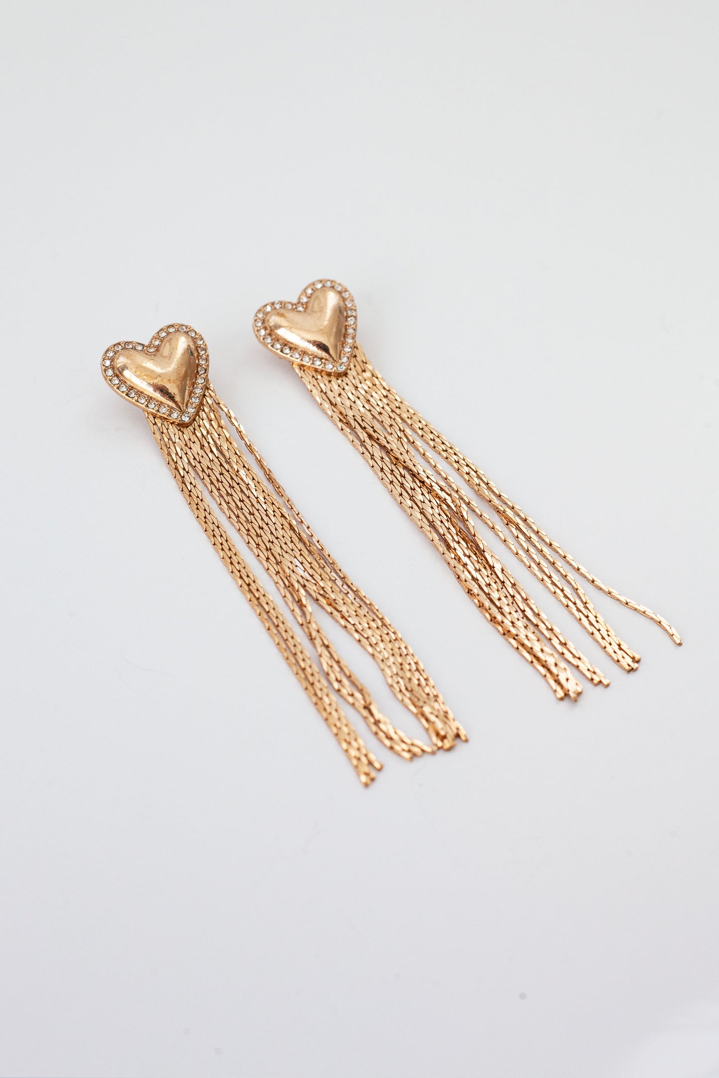 Vintage Heart Chain Tassel Earrings