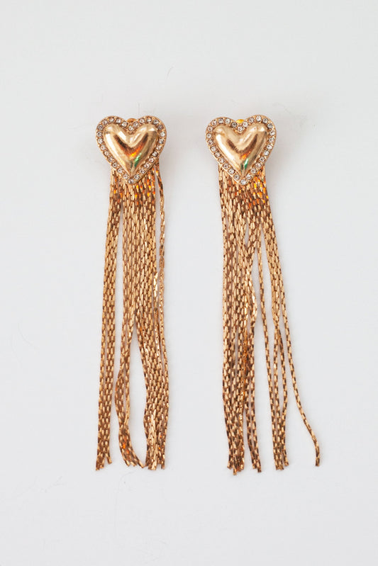 Vintage Heart Chain Tassel Earrings