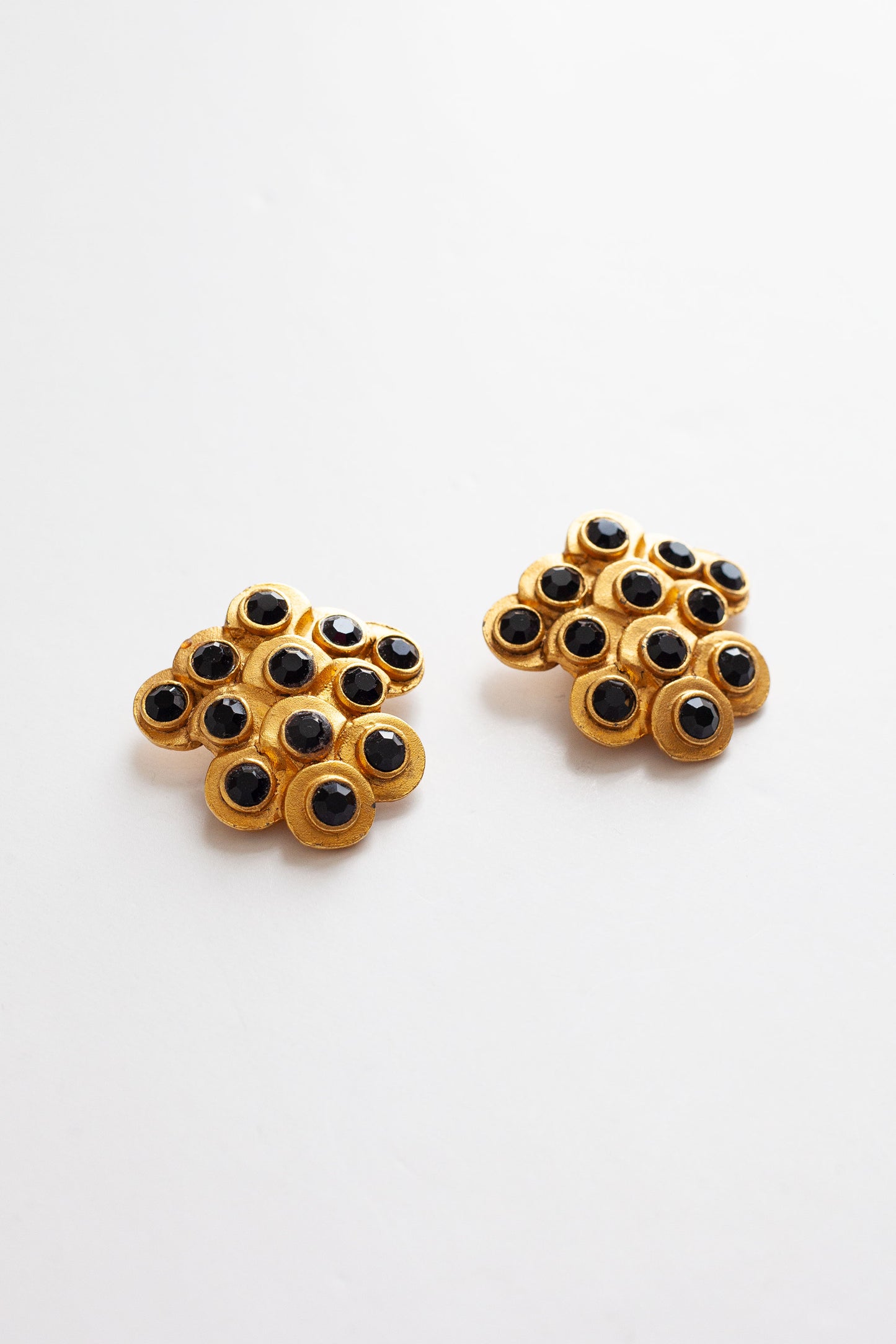 Vintage Black Honeycomb Earrings