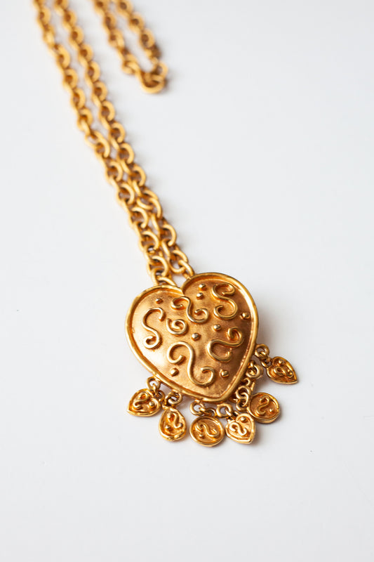 Vintage Long Heart Pendant Necklace
