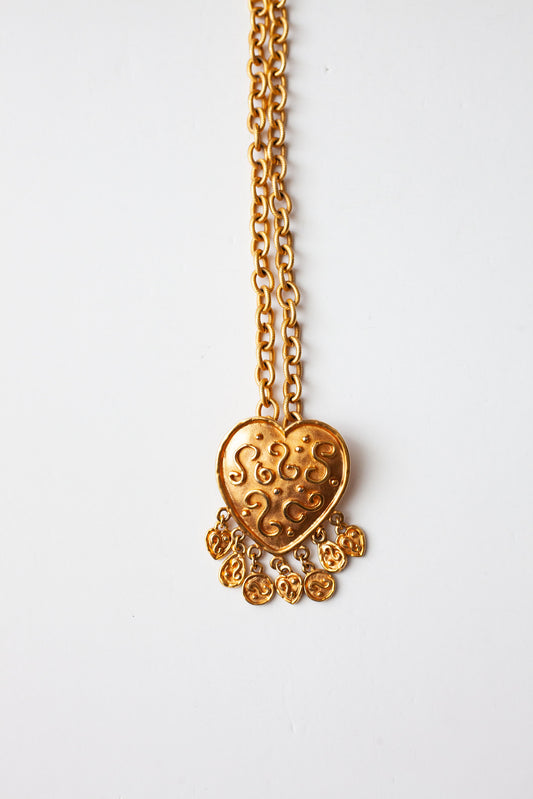 Vintage Long Heart Pendant Necklace