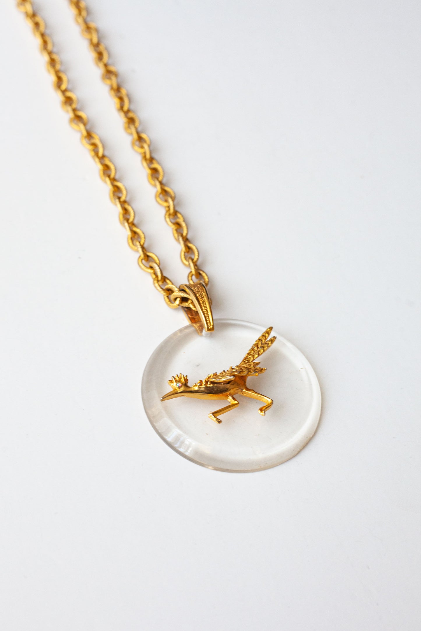 Vintage Lucite Bird Pendant Necklace