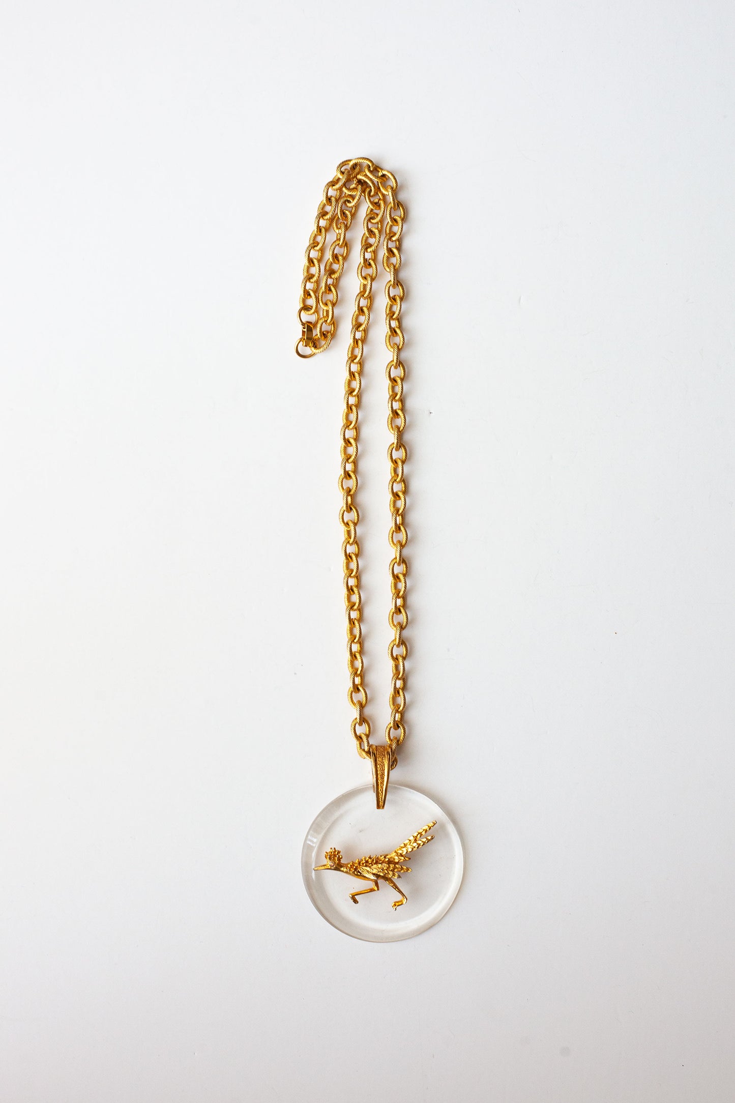 Vintage Lucite Bird Pendant Necklace