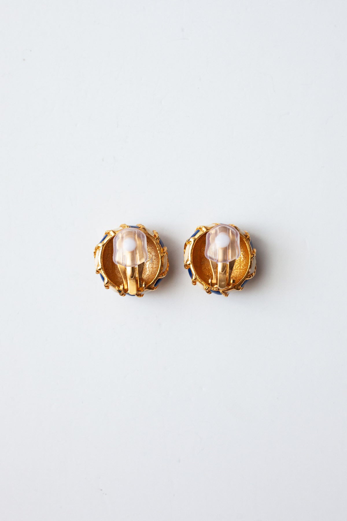 Vintage Navy Stripe Round Earrings