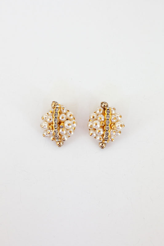 Vintage Pearl Cluster Earrings