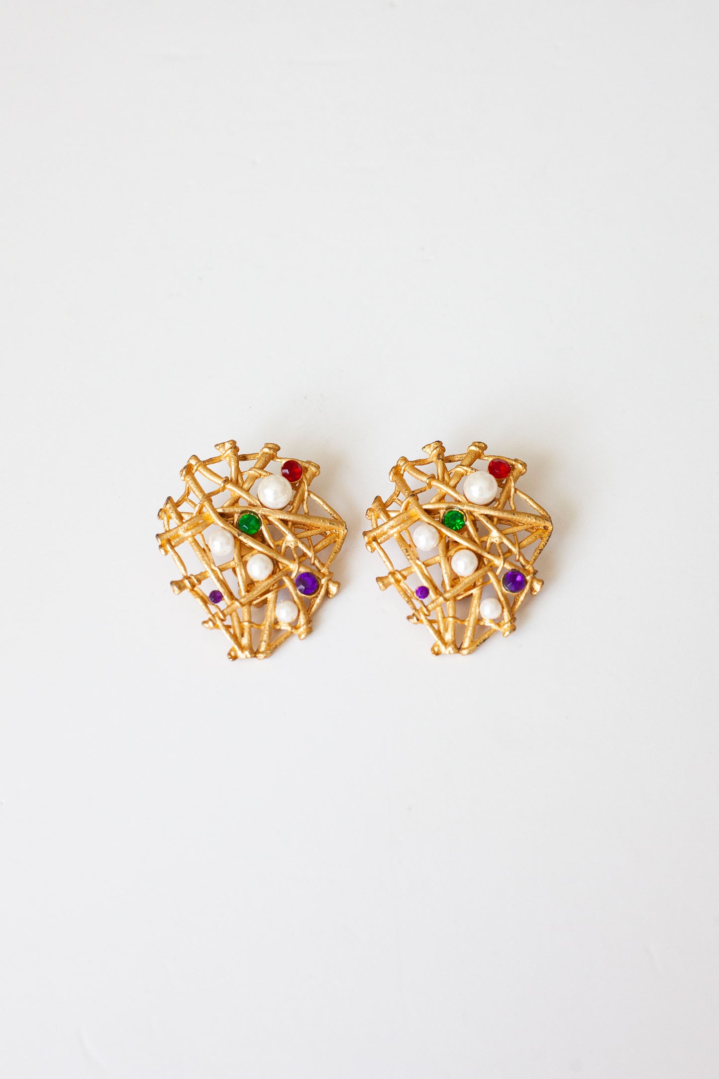 Vintage Pearl and Rhinestone Statement Earrings