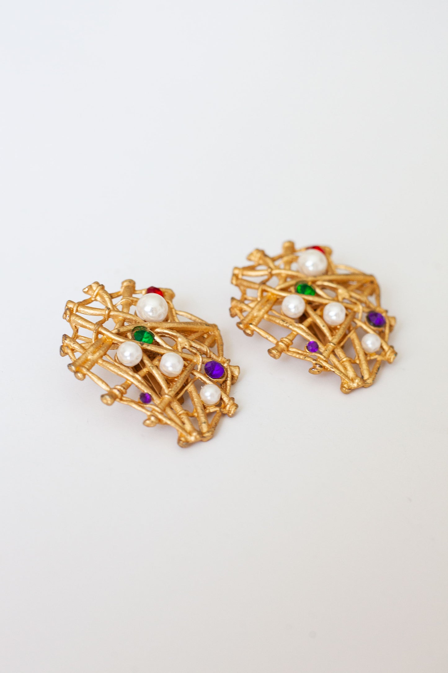 Vintage Pearl and Rhinestone Statement Earrings