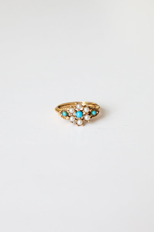 Vintage Pearl and Turquoise Ring