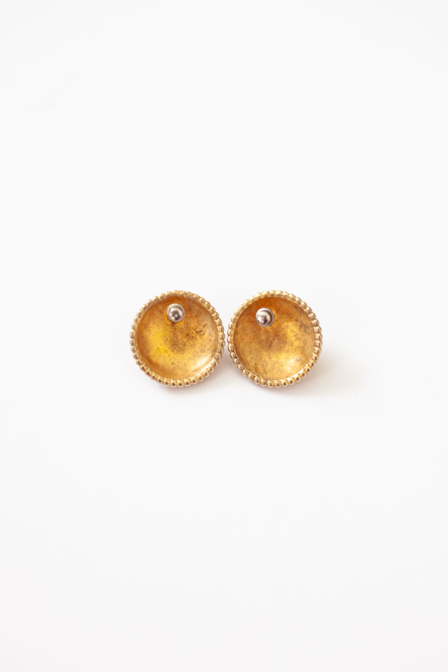 Vintage Red Cabachon Button Earrings