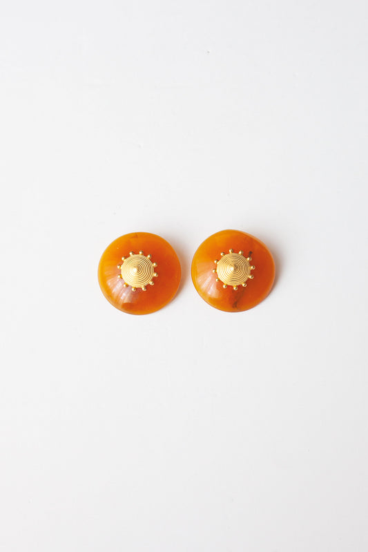 Vintage Round Amber Earrings