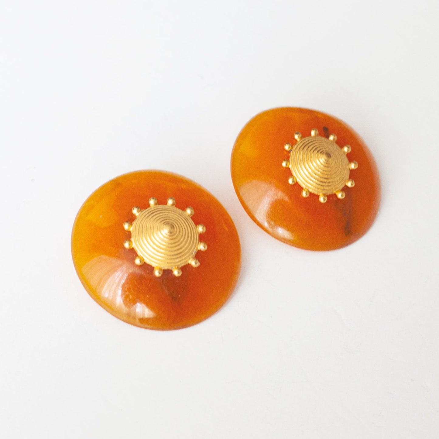 Vintage Round Amber Earrings