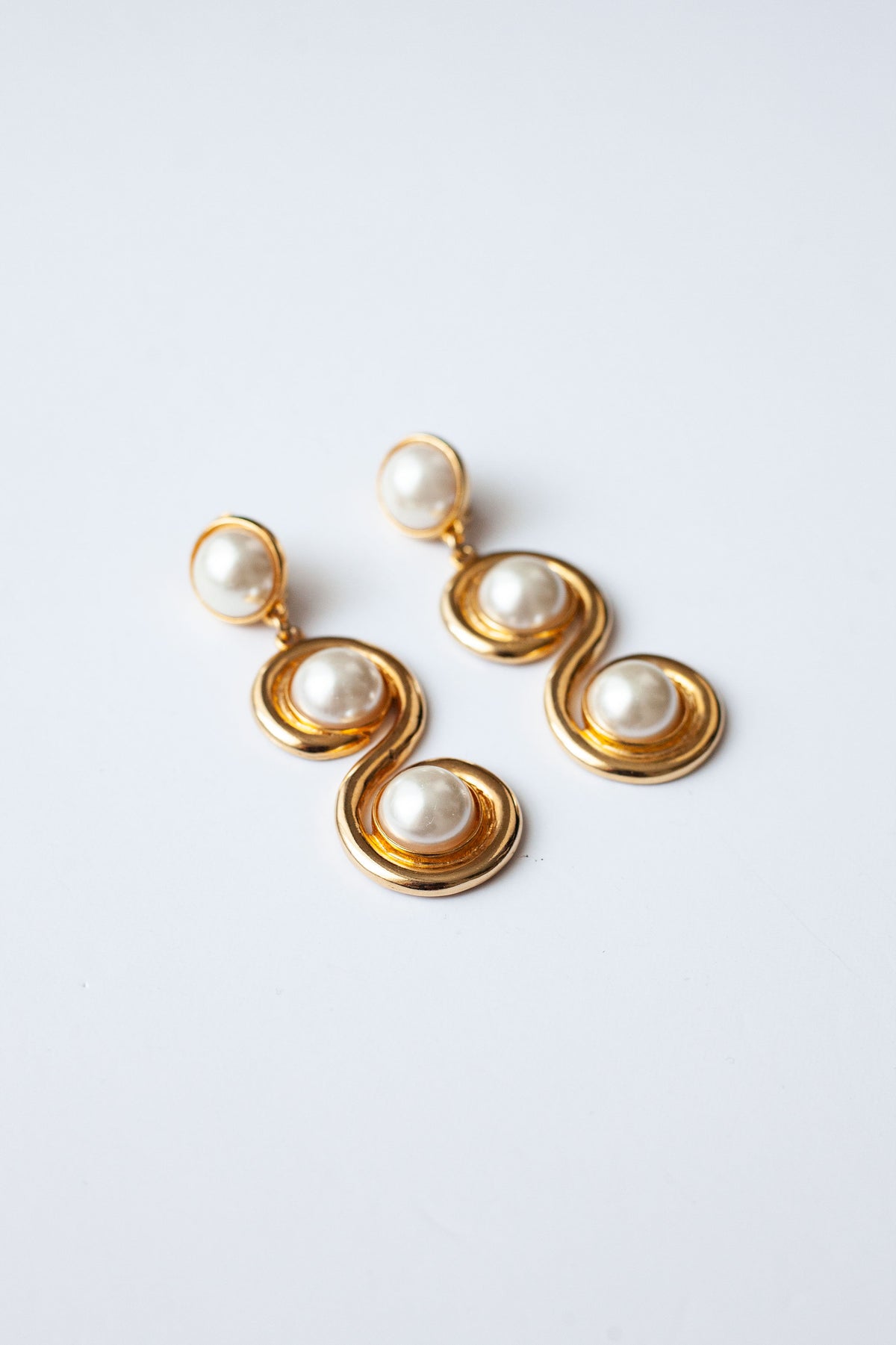 Vintage Swirl Pearl Drop Earrings