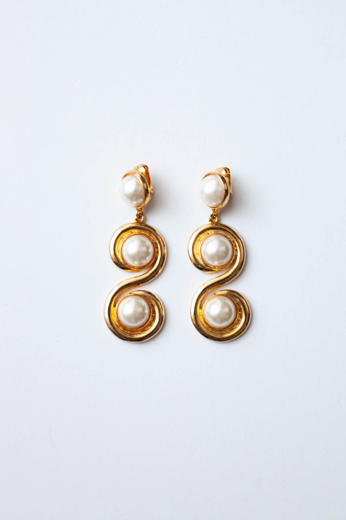 Vintage Swirl Pearl Drop Earrings