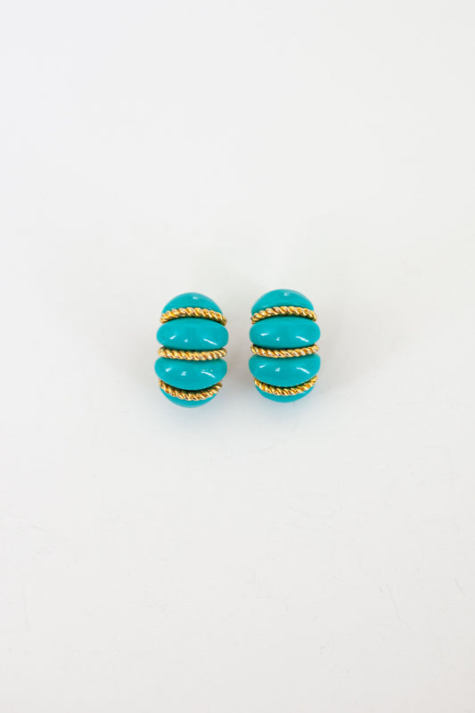 Vintage Turquoise Croissant Earrings