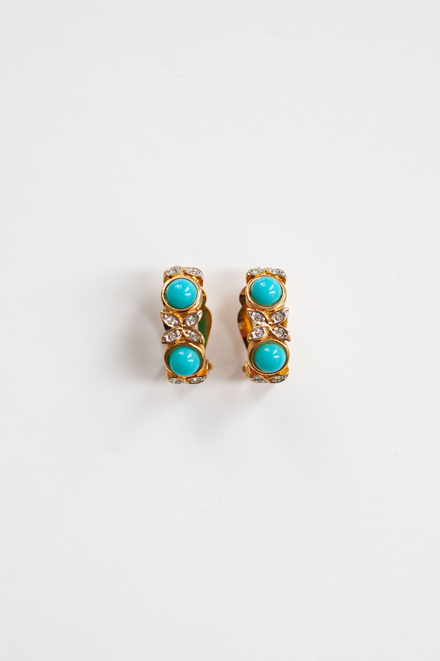 Vintage Turquoise and Crystal Earrings