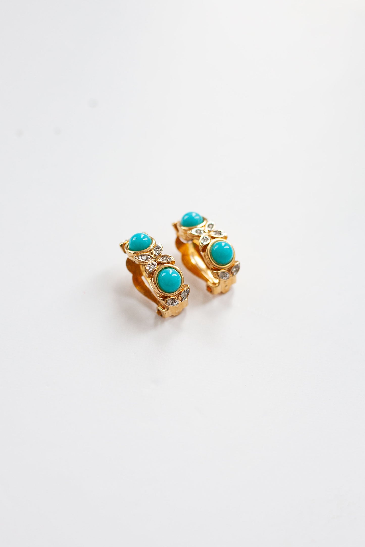 Vintage Turquoise and Crystal Earrings