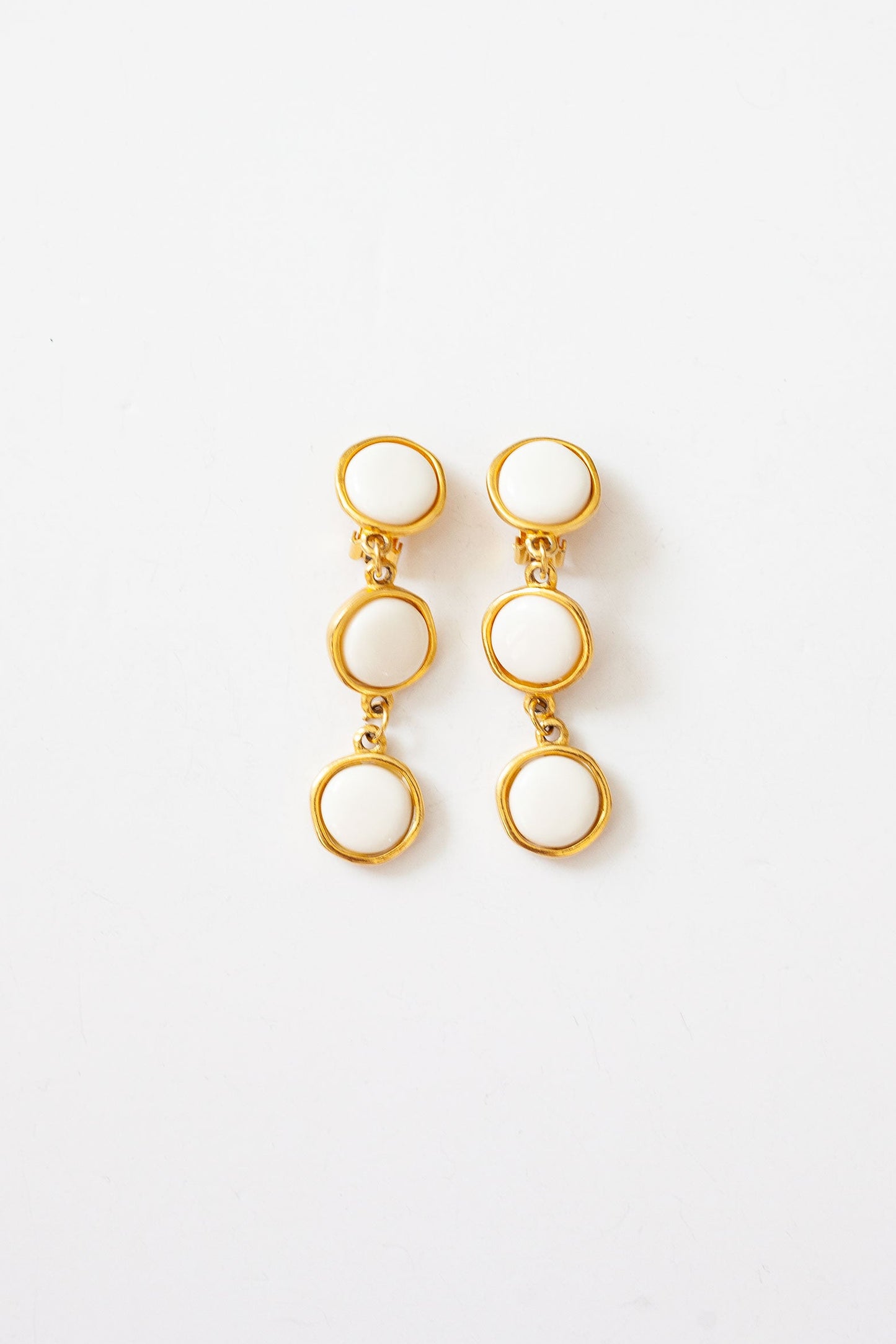 Vintage White Enamel Drop Earrings