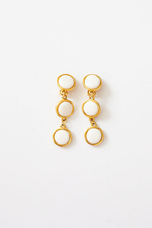 Vintage White Enamel Drop Earrings