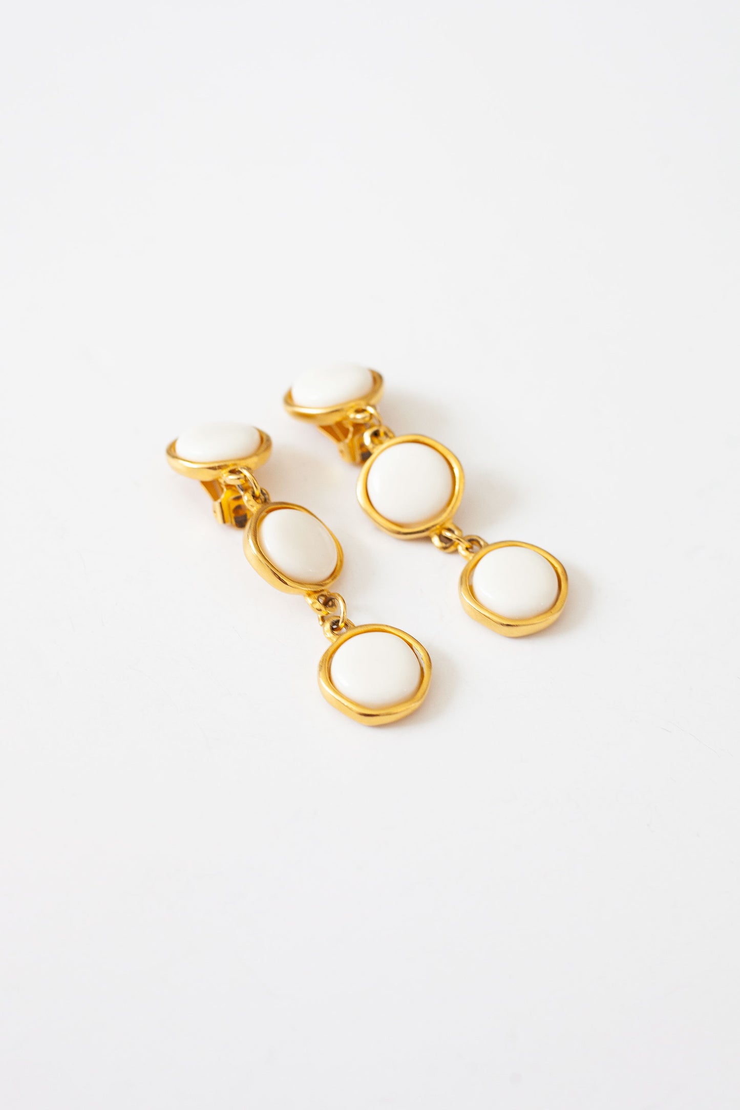 Vintage White Enamel Drop Earrings