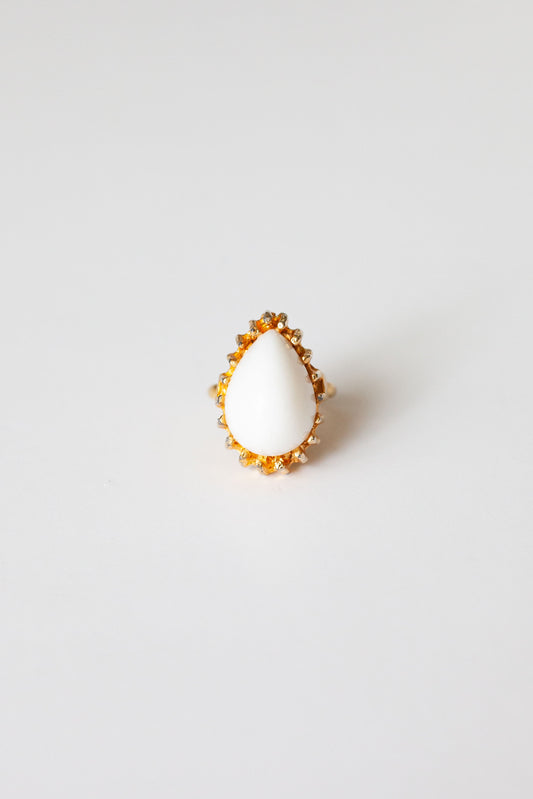 Vintage White Pear Cocktail Ring