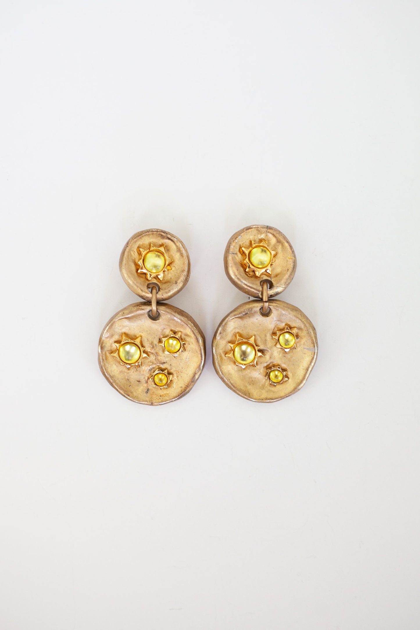 Vintage Yellow Sunburst Drop Earrings